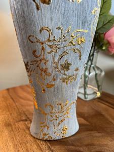 Lavish Silver <b>Metal</b> <b>Vase</b> With Gold Detailing Elegant Long Flower <b>Vase</b> For Interior Decor And Event Decor Handcrafted From India - Product Image 2