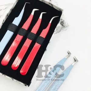 Pince à épiler de qualité supérieure, pointe en fibre, pour extensions de cils, en acier inoxydable, pointe fine, boîte d'emballage en carton, durable, vison plat - Product Image 3
