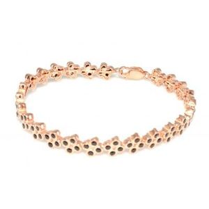 925 Sterling <b>Silver</b> Fine <b>Charm</b> <b>Bracelet</b> with Pink and Black Stones Waterway Design - Product Image 1