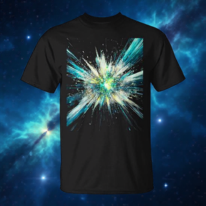 Camiseta con diseño de explosión espacial abstracta, explosión cósmica vibrante, supernova - Product Image 3