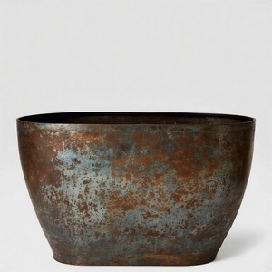 LushCradle Hand-Beaten Iron <b>Planter</b> Bowl for Luxe Garden Styling for Home Garden Antique Metal Flower Pot for Decorative Use - Product Image 3