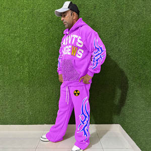 ชุดเซ็ตเสื้อฮู้ดดี้และกางเกงวอร์มทรงบาน สไตล์สตรีทแวร์ ผ้าฝ้าย 100% ยืดได้ 4 ทิศทาง สำหรับฤดูหนาว  รับสกรีนโลโก้ตามแบบที่ต้องการ  คุณภาพดีที่สุดจากผู้ผลิต - Product Image 2