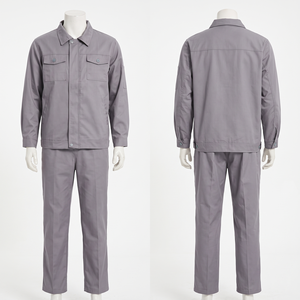 Vêtements de travail pour hommes, uniforme, 245 GSM, sergé en polycoton gris, combinaison de sécurité industrielle, broderie personnalisée, impression, logo tissé - Product Image 1
