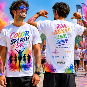 Camiseta deportiva personalizada al por mayor de secado rápido, de ajuste holgado, para eventos deportivos, maratones, festivales de color y carrera temática de 5K - Product Image 2