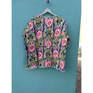 Recién llegado, chaqueta tejida larga acolchada para mujer, Kantha estampado de algodón, bolsillo bordado hecho a mano, transpirabilidad de invierno - Product Image 2