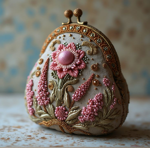 Sac en velours noir chef-d'œuvre avec broderie de pivoine en soie 3D hautement détaillée. Disponible à prix de gros. - Product Image 2