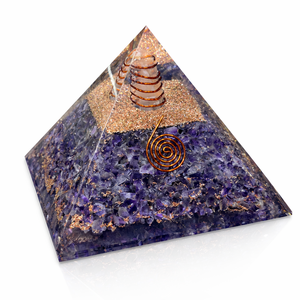 Large Size Polished Natural Amethyst <b>Orgone</b> Pyramid with Copper Coil Energy Healing Chakra Balancing Meditation <b>Crystal</b> Decor - Product Image 3