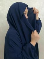 LM013 IRONFREE Abaya Larga con Capucha de Crepé, Hiyab Integrado con Bolsillos para Pañuelo, Vestido Musulmán Elegante y Modesto para Mujer, Primavera