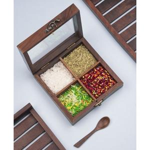 Boîte à épices en bois de qualité supérieure pour ranger les masala, les herbes et les assaisonnements, avec un design élégant pour la maison et la restauration - Product Image 2