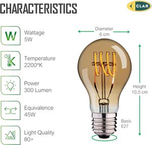 Clar-e27 <span class=keywords><strong>LED</strong></span> <span class=keywords><strong>Dimmable</strong></span> bóng đèn 5 Wát 2200K, tương thích với <span class=keywords><strong>dimmer</strong></span> Switch, ấm môi trường xung quanh ánh sáng trang trí - Product Image 2