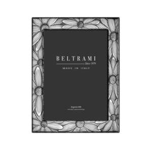 Beltrami Silver Plated Wood Photo <b>Frame</b> with Embossing <b>Printing</b> Tarnish Resistant Rectangular Italian Made Vertical Tabletop - Product Image 1