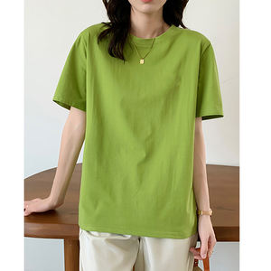 Camiseta lisa recortada para mujer, Top en blanco de gran tamaño, venta al por mayor, Primavera - Product Image 3