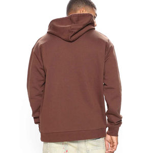 Sweat-shirt en molleton à capuche en coton pour hommes, pull à manches longues avec cordon de serrage et sweat à capuche teint confortable - Product Image 3