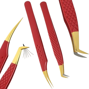 Lot de 2 pinces à cils en acier inoxydable de beauté avec pince à cils de couleur rouge par TARIQ MFG CO, nouvel arrivage - Product Image 4