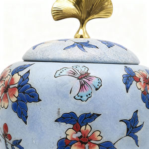 Керамическая банка для хранения Qianrui с ручной росписью, винтажная, с узором «бабочка», золотая крышка с изображением гинкго, декор для стола, 4-5 л - Product Image 5