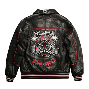 Venta al por mayor directo de fábrica OEM logotipo personalizado chaqueta de cuero motocicleta de los hombres de encargo NASCAR Racing Varsity Letterman chaqueta - Product Image 1