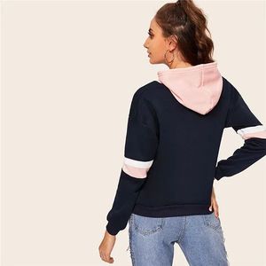 Sudadera con capucha para mujer, de tejido tropical, estilo urbano, holgada, de forro polar, suéter tipo jersey, color liso, oversize - Product Image 4
