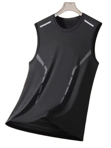 Summer Men's Trendy Quick-Drying Casual Sports <b>Silk</b> Vest Breathable Knitted Tank <b>Top</b> Button Decoration Cool <b>Sleeveless</b> Design - Product Image 4