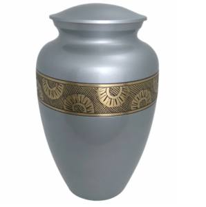 Urne de crémation adulte en laiton fini de marbre et d'étain de couleur rouge avec la belle bande de gravure pour des cendres. - Product Image 2