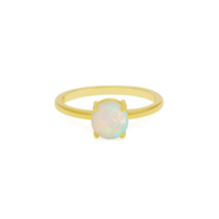 Bague solitaire en opale d'Éthiopie naturelle, taille cabochon, qualité 3A, sertie de griffes, nouveau design, en argent massif 925, pour soirée