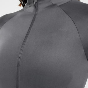 Fermeture éclair veste de sport couleur grise à manches longues femmes fermeture éclair Fitness Yoga veste hiver chaud haut de gymnastique vêtements de sport - Product Image 5