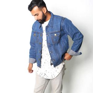 Chaquetas Vaqueras de Mezclilla de Alta Calidad para Hombre con Cuello Alto y Logotipo Frontal, Mangas Completas, Color Azul, Diseño Vintage para Otoño - Product Image 5