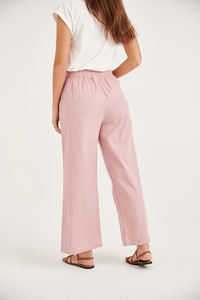 Pantalon droit taille haute pour femmes-personnalisé ample grande taille jambe large coton lin nouveau design d'été avant plat taille XS - Product Image 5