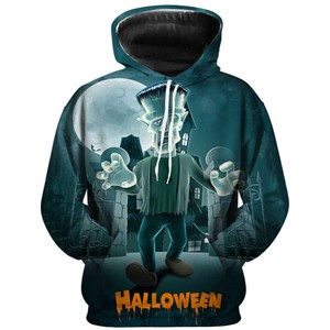 Sudaderas personalizadas con sublimación gráfica 3D para Halloween Collar con capucha de estilo informal vintage Suministro OEM para hombres y mujeres - Product Image 2