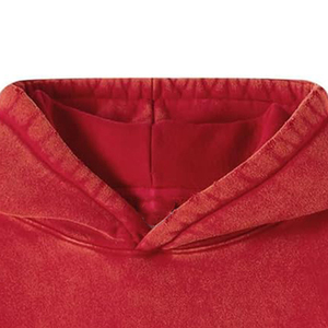 Trendy Custom Logo Unisex Oversized Hoodie Vintage <b>Red</b> Pullover with Kangaroo Pocket Drop Shoulder Acid Wash hoodie - Product Image 2