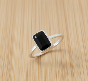 Anillo de Eternidad de Plata de Ley 925 con Ónice Negro en Engaste de Bisel, Joyería Fina para Mujer, Estilo Bohemio Clásico para Fiestas - Product Image 6