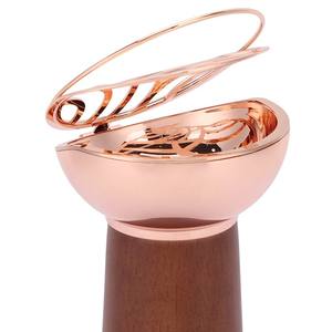 Luxury Rose Gold Metal & <b>Wooden</b> Bakhoor Incense <b>Burner</b> With Modern Lid Design Arabic Middle Eastern Home Decor Gift - Product Image 5