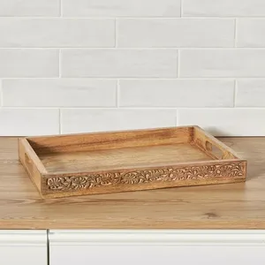 Bandeja DE SERVICIO DE MADERA hecha a mano de la mejor calidad de la India, fuerte y duradera, uso doméstico decorativo, de Artisan Craft - Product Image 5