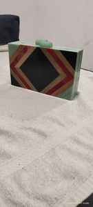 <b>Gold</b> Mop Embellished Resin <b>Clutch</b> Bags Women Sling Bag Bridal Handbags Angel Sculpture Crafts GALORE - Product Image 5