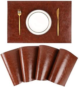 Napperons en cuir de conception couleur différente avec caboteur taille personnalisée tapis de table en cuir de forme irrégulière - Product Image 2