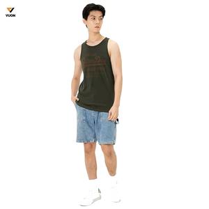 Camiseta sin mangas acanalada de algodón 100% de alta calidad para hombre, camiseta sin mangas informal personalizada con ajuste muscular para entrenamiento en el gimnasio - Product Image 3