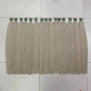 उच्च गुणवत्ता वाले कच्चे वाइटनेस वर्जिन बाल चांदी के हरे रंग के थोक बालों का विस्तार गैर रासायनिक मोटा अंत
