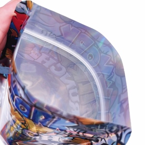 Stock Smell Proof Resealable Holographic Exotic Die Cut Zip Lock Stand up Mylar Bags <b>Box</b> - Product Image 5