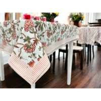 Nappe et serviettes rectangulaires en lin de cuisine 100 % coton imprimées à la main à motifs floraux indiens pour hôtels, bars, mariages et dîners