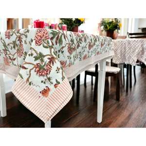 Mantel y Servilletas Rectangulares de Algodón 100% con Estampado Floral Indio Hecho a Mano para Cocina, Hoteles, Bares, Bodas y Cenas - Product Image 1