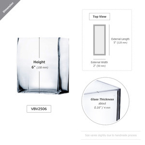 VBV2506 - แจกันแก้วทรงสี่เหลี่ยม - 2 x 5 x 6 - Product Image 3