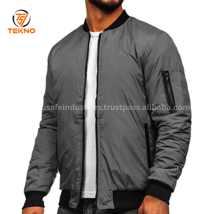 Chaqueta de bombardero informal con parches de logotipo personalizado de calle principal para hombre, chaquetas de bombardero de piloto ligeras a prueba de viento con cuello acanalado informal, servicio OEM - Product Image 4