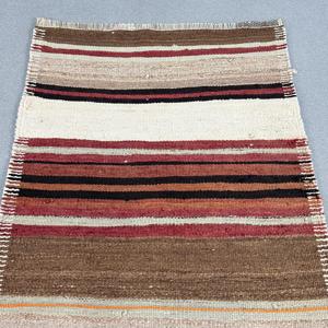 Vintage Runner Rug 2.8x9.4 ft, Turkish Kilim <b>Brown</b> Polka dot <b>Wool</b> Rug - Product Image 5
