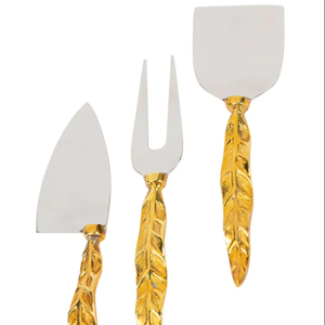 Juego de cuchillos de queso de metal con mango de hoja para restaurante, hotel, uso doméstico, precio al por mayor - Product Image 3