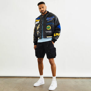 Top alta calidad Streetwear estilo alta calidad PU cuero bombardero bordado Letterman chaqueta Boxy insignia Varsity chaqueta hombres - Product Image 6