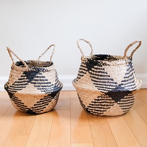 Cesta plegable de paja de hierba marina para almacenar ropa, mantas, cestas de rafia de algas marinas de gran calidad - Product Image 5