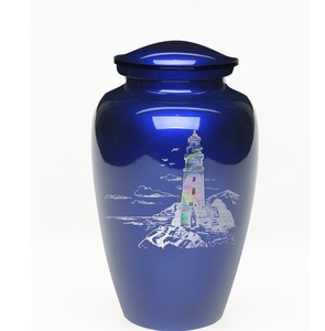 Urna de cenizas de cremación humana para adultos Hermoso Faro de madre de perla en un azul A uno de un tipo cada uno ligeramente diferente - Product Image 3