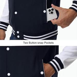 Vestes d'hiver en satin de soie personnalisées pour hommes avec bordure en fourrure de mouton, tissu tricoté, broderie, coupe-vent et imperméable - Product Image 5