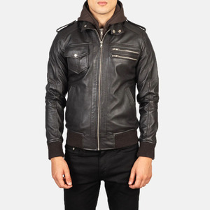 Nouveautés, créez votre propre veste en cuir tendance, veste en cuir pour homme de haute qualité, sweat à capuche marron - Product Image 4