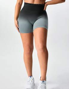 Shorts de Yoga de Cintura Alta para Mujer, Leggings Deportivos con Patrón Sólido, Spandex/Nailon Reciclado, Ropa Deportiva para Gimnasio y Fitness - Product Image 4