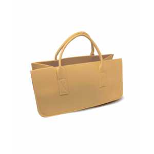Sac en feutre polyester beige moderne grande capacité, panier de rangement pour bois de chauffage, organisateur de vêtements pour salon - Product Image 1